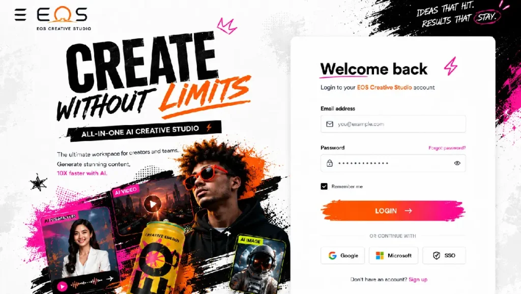 หน้าจอใช้งาน EOS Creative Studio แพลตฟอร์มสร้างสรรค์สื่อและคอนเทนต์ด้วย Generative AI สำหรับองค์กร